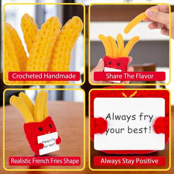 French Fry Plush – Positive Message Desk Buddy & Fast Food Encouragement Gift - Picture 5 of 6